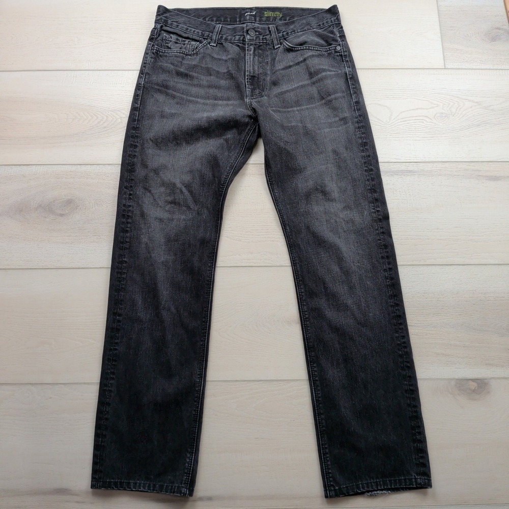 7 For All Mankind Slimmy Black Faded Slim Straight Jeans Mens 33x31 Made in USA